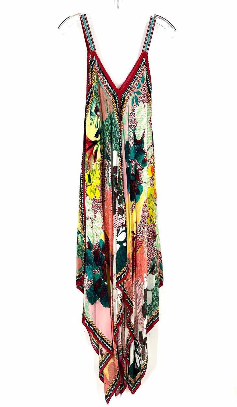 Bhanuni Size XS Red/Multi Print Embroidered Designer Dress Maxi
